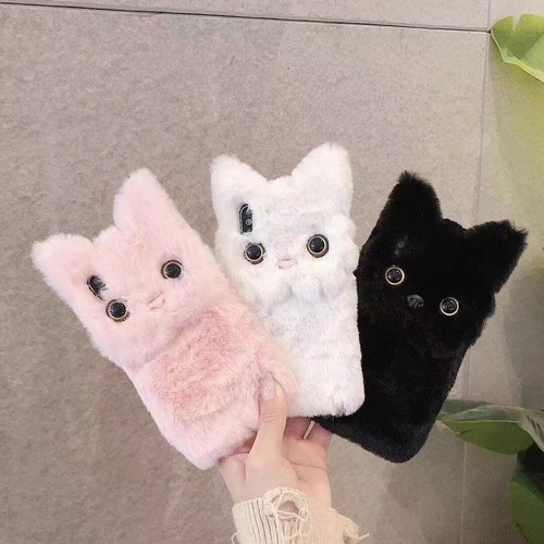 Plush fluffy cat phone case - cat,