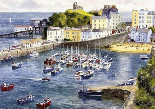 Tenby harbour seascape beach - tenby,