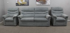 G Plan Malvern Mamas Sky Fabric Static 3 Seater Sofa & 2 Power Armchairs
