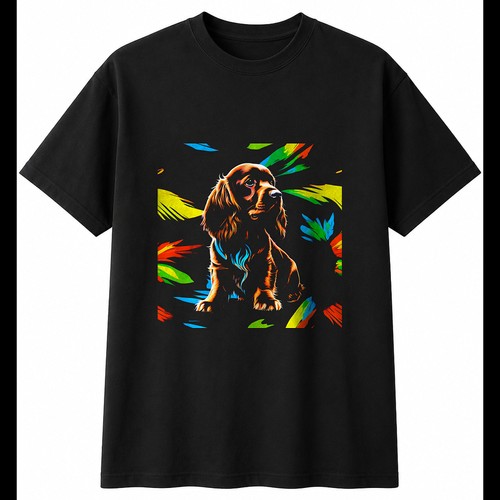 Neon sussex spaniel torn paper - neon,
