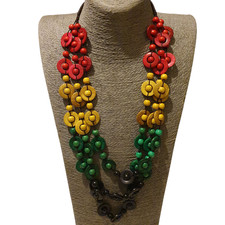 Statement boho beaded wooden - beaded,