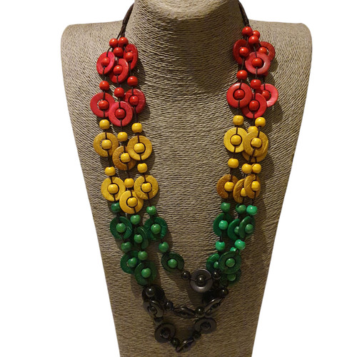 Statement boho beaded wooden - beaded,
