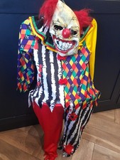 Boys Halloween Killer Clown Fancy Dress Costume & Latex Mask Hoop. Used 7-8