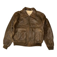 Members Only Jacket Size L Brown Vintage A-2 Lamb Leather Flight Military Pilot