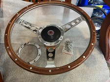 Mg Mgb Mgb Gt Midget 70 On 14 In S/Dish  Woodrim  Classic S/Wheel Horn On Stalk