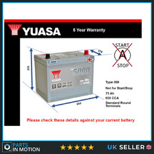 Car Battery YBX5068 Yuasa 068