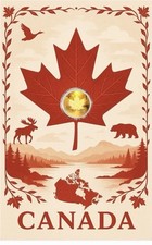 2025 Niue 1/1000 oz .9999 Gold Maple Leaf Coin In Canada Themed Card