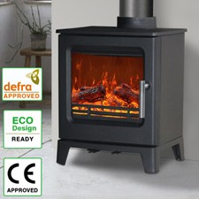 4.3KW Cast Iron Woodburner Stove Log Wood Burning Burner Fireplace Eco Design