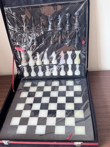 Heavy onyx stone chess set - chess,