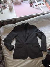 Boys Age 11-12 Blazer Suit Jacket Coat Grey Formal Wedding Occasion From H&M NEW