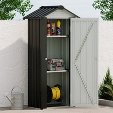 Metal Small Garden Shed with 2 Shelves and Tilt Roof Tool Box Cupboard Cabinet