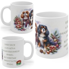 11oz Ceramic Cavalier King Charles Spaniel Christmas Mug, Cavalier mug