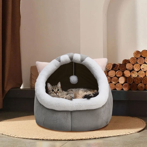 Short plush pet cat bed - cat,