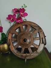 Antique Cart Wheel Coat Hat Cutlery Hanger Wood Iron Cottage Kitchen Rare Uniqu 
