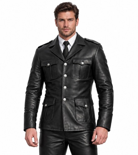 Mens black real leather - mens,