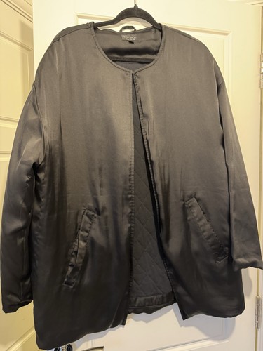 Black satin swing coat jacket - swing,