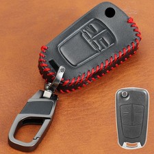Leather Key Chain Ring Fob Cover Case Shell For Opel Vauxhall Astra Corsa Adam,