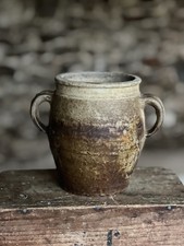Antique French Rustic Earthenware Jar Two Handles
