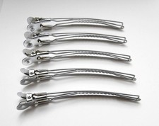 BN Vintage 5 Silver Chrome Metal Hair Clips Marcel Finger Waves Sectioning Clips