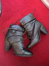 Shoezone Heeled Black Ankle Boots Size 4
