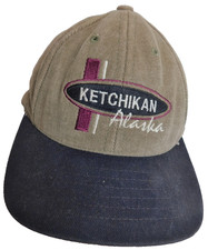 Ketchikan Alaska Hat Strapback Sun Faded Corduroy USA Made VTG Low Profile Cap