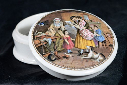 Victorian prattware pot lid - victorian,