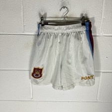 Vintage West Ham United Shorts Mens Small White Pony 1995/96 Home Football 90s