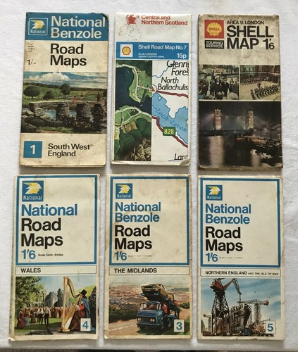 Old paper road maps - -, 6