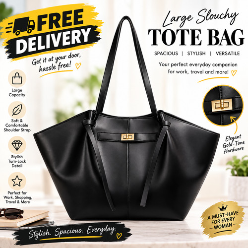 Large slouchy tote bag women - large,