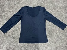 Artigiano Italy Women's Stretch Top Long 3/4 Length Size 12 Navy Blue