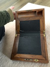 Antique Small Writing Slope Wooden Box - In Need Of Restoration 