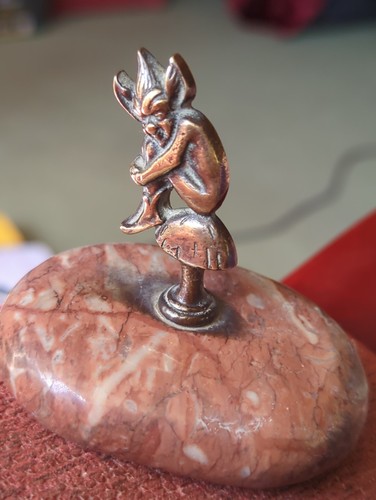 Brass pixie stone base - pixie, on