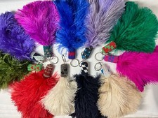 Genuine Ostrich Feather Key Ring Uniquely Beaded Festival Accessory Bag Charm