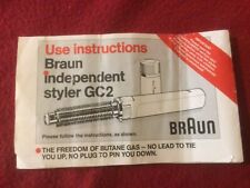 Instruction Booklet for Braun Independent Gas Heated Cordless Hair Styler GC2