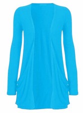 Ladies Long Sleeve Plain Printed Open Front Boyfriend Cardigan Slouch Pocket