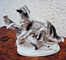 Porcelain Figurine Borzoi Greyhounds Fasold & Stauch Bock-Wallendorf Undamaged