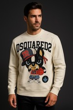 Dsquared2 Sweatshirt Bulldog Graphic White Jumper Men’s S–2XL
