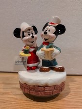 Schmid Disney Mickey Mouse and Minnie Mouse Joy to The World Christmas Music Box