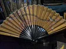 Large Decorative Japanese /Chinese Bird & Blossom Hand Fan ( Box J3 ) 80 Cm