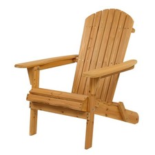 Wooden Adirondack Chair Outdoor Garden Patio Deck Wood Armchair Sun Lounger Seat