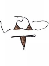 Sexy Leopard Print Micro Bikini Lingerie Fancy Outfit Role Play