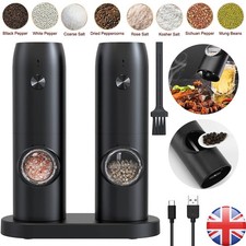 2x Electric Salt and Pepper Grinder Rechargeable Salt Mill Adjustable Coarseness