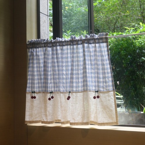Blue checkered cherry half - checkered,