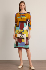 £1,200 Auth Emilio Pucci Multicolour Printed Shift Dress, Viscose Blend, Size M