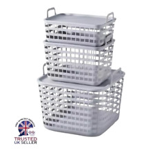 3x Rattan Plastic Storage Box