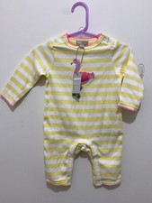 New Baby Girls Albetta For Olly B Yellow Striped Flamingo Romper 0-3m 🦩🦩