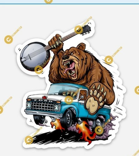 Ford truck sticker bear - sticker,