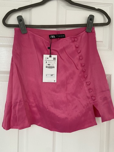 Zara hot pink silk buttoned - hot,
