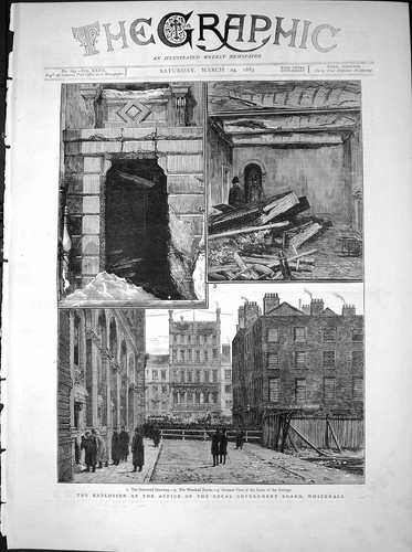 Old antique print explosion - print,