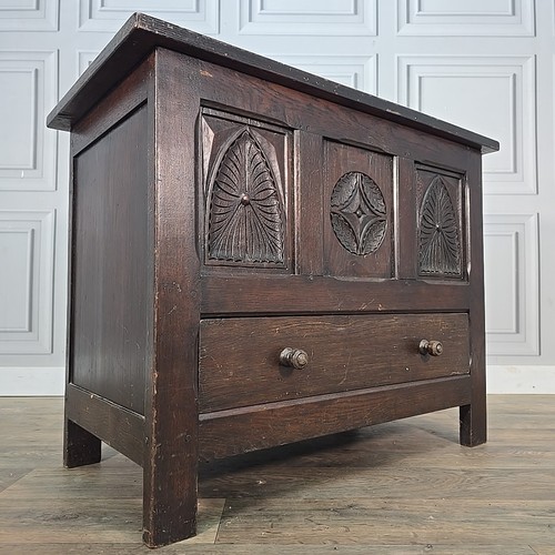 Antique oak coffer storage - antique,